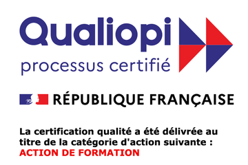 Qualiopi — processus certifié. République Française. La certification qualité a été délivrée au titre de la catégorie d'action suivante : action de formation.